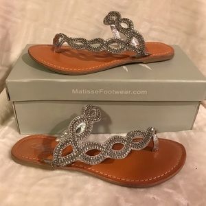 Silver Rhinestone sandals flip flops size 6M